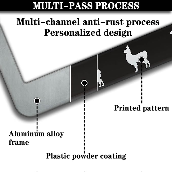 License Plate Frames Black and White Automotive Exterior Accessories Llama - Image 5