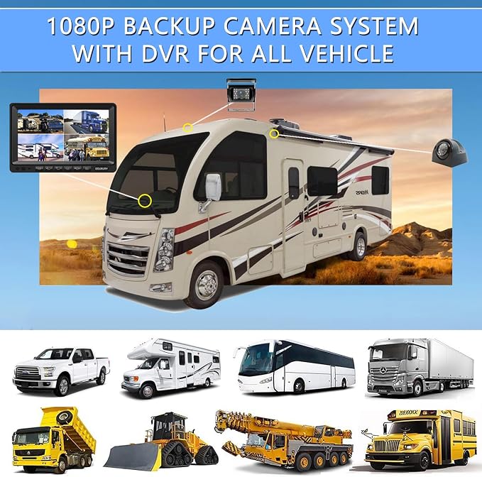Backup Camera System with 9'' Quad Split 1080P Monitor - Image 8