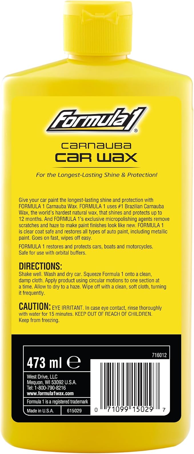 Formula 1 Carnauba Liquid Car Wax, High Gloss Shine & Protection - Image 2