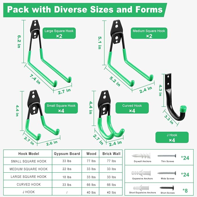LANDNEOO Garage Hooks, Heavy Wall Mount Duty Hooks - Image 2