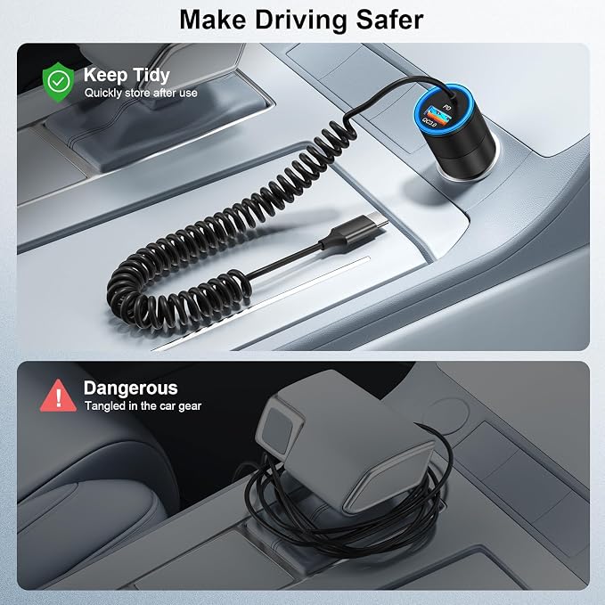 3-Pack USB C Car Charger, 38W Fast Charging Car Phone Charger+3.5FT Type C - Image 7