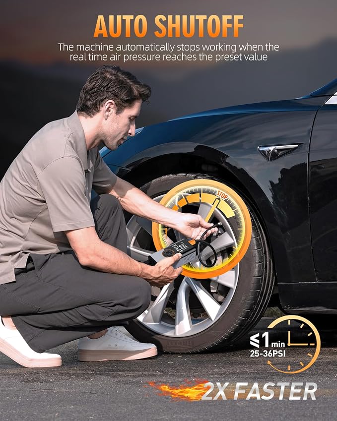 Tire Inflator Portable Air Compressor, 150PSI & 2X Faster Air Compressor - Image 3