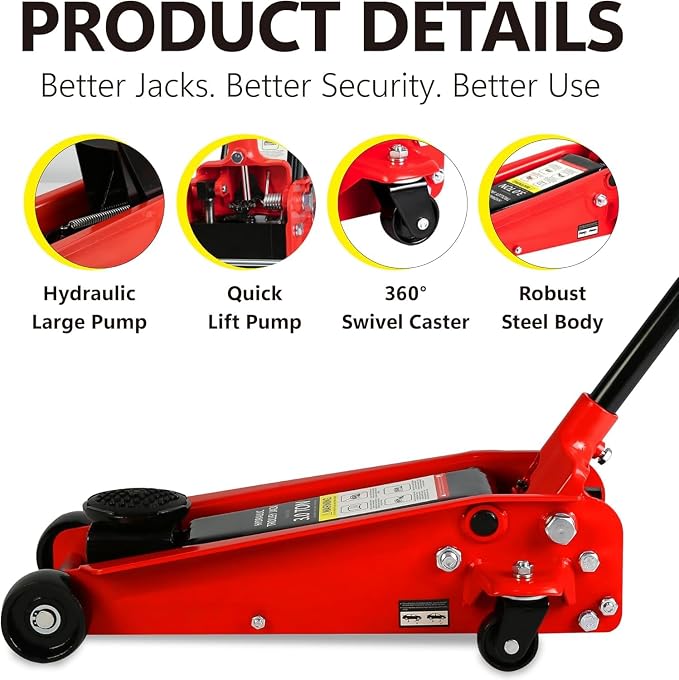 3 Ton Low Profile Floor Jack, Heavy Duty Floor Jack - Image 3