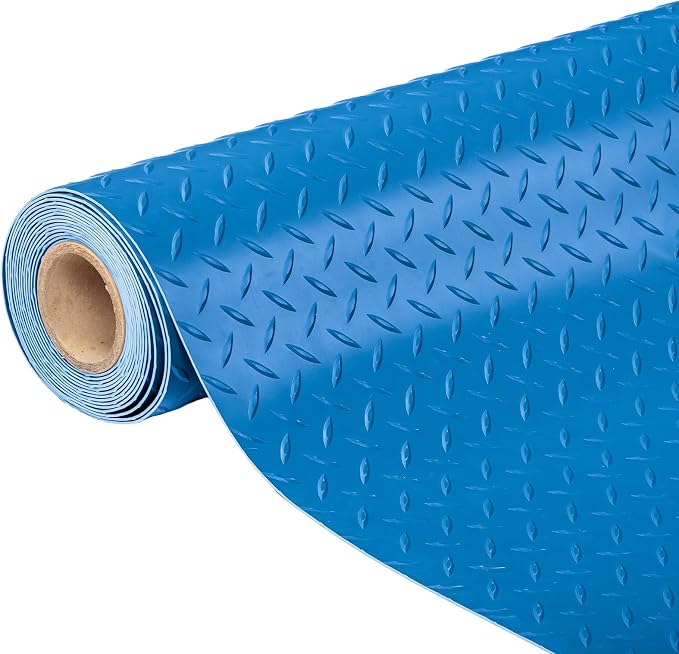 TUFFIOM 7.5 x 17 FT Garage Floor Mat, Thickened Diamond Plate PVC Garage Mats by TUFFIOM