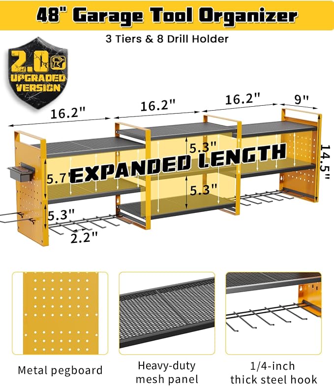 Heavy-Duty 48" Wall Mount Power Tool Organizer - Image 4