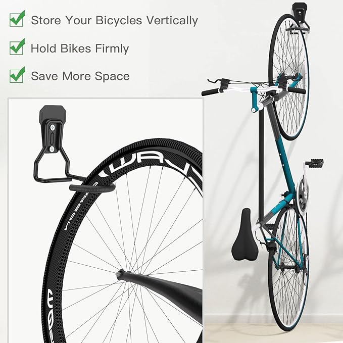 Bike Wall Mount with Fixed Hook, Heavy Duty Bike Storage Rack, Bike Rack - Image 3