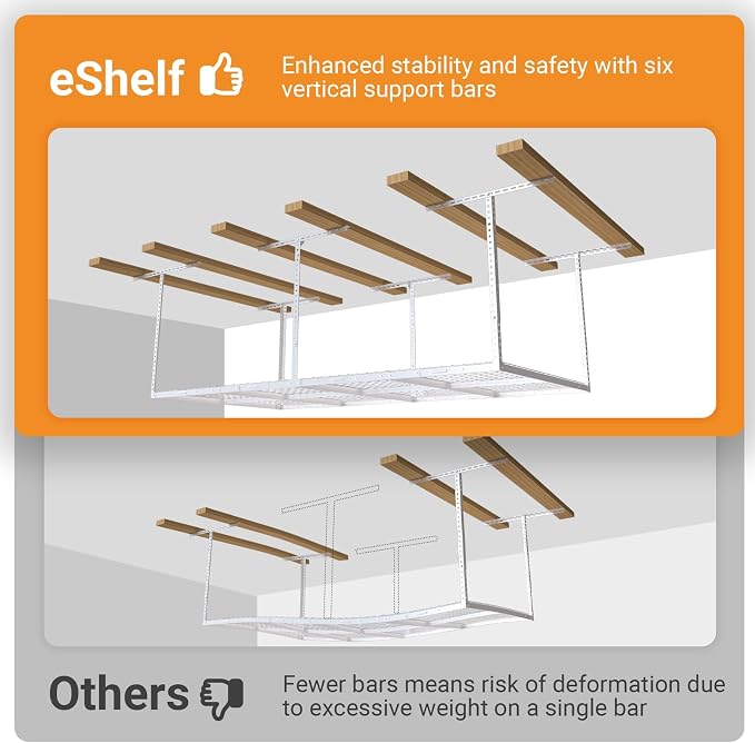 4ftx8ft Overhead Garage Storage Rack, Heavy-Duty Metal Garage Ceiling Storage - Image 5