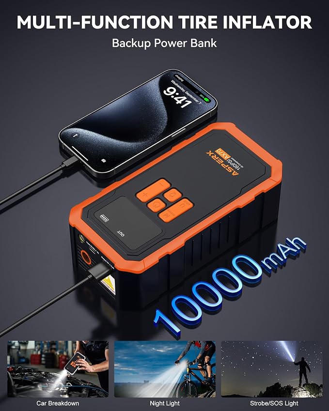 Tire Inflator Portable Air Compressor- 160PSI & 10000mAh Portable Air Pump - Image 5
