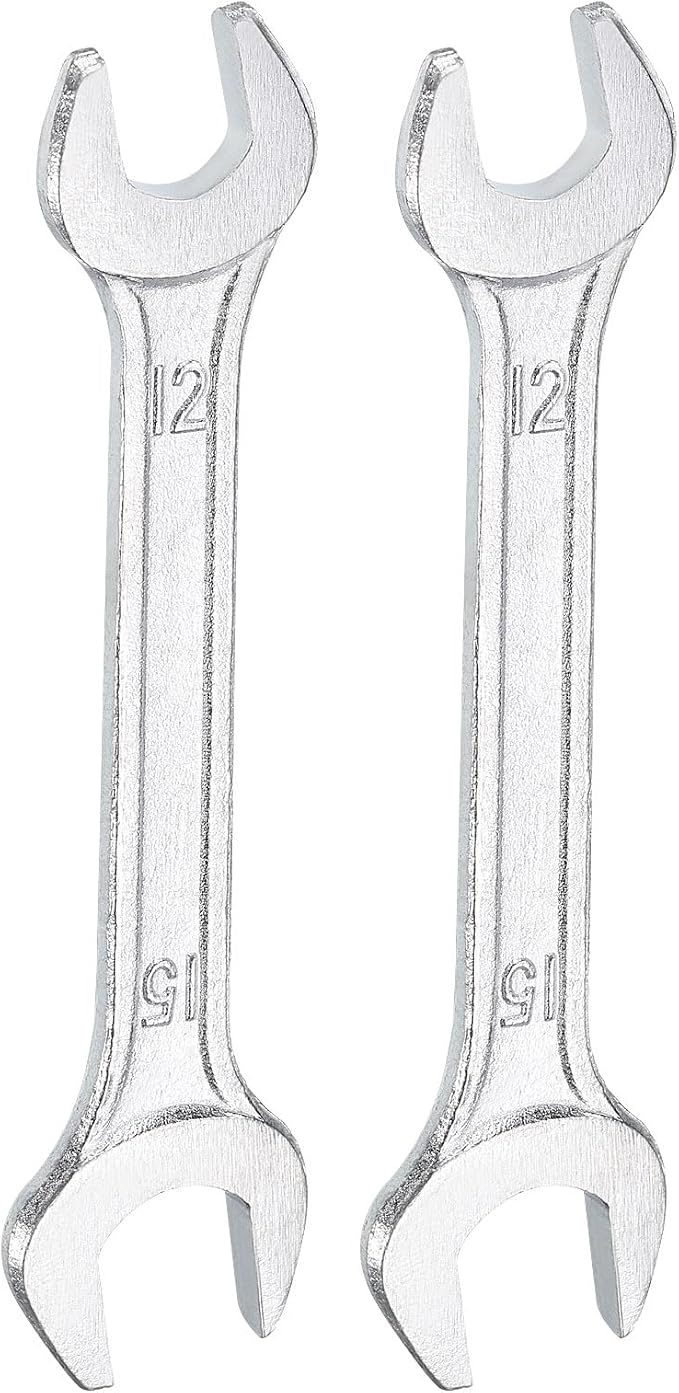 HARFINGTON 2pcs Double Open End Wrench 12mm x 15mm Metric 15 Degree Offset by HARFINGTON