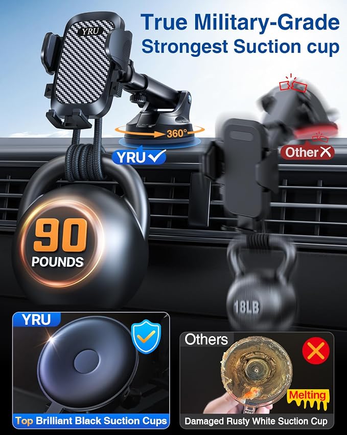 2025 YRU Ultimate Car Phone Holder Mount 【90+LBS Safest Strongest & Patent - Image 2