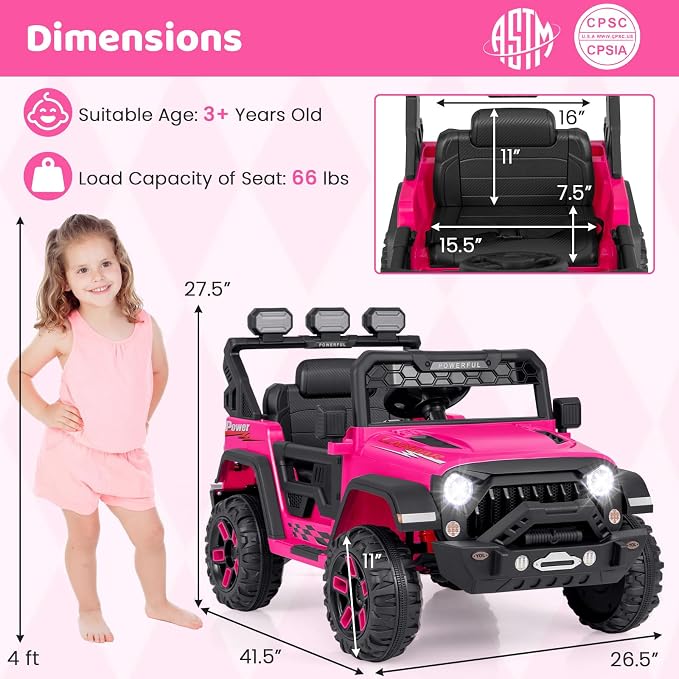 Costzon Kids Ride on Truck, 12V Electric Ride on Car - Image 7