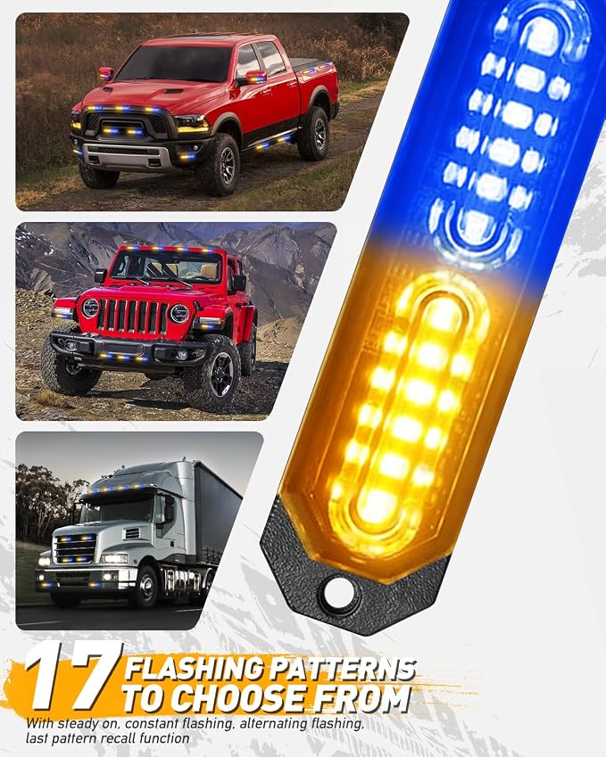 HLauto 1200T Emergency Strobe Grille Lights: 8pcs 12 LED Sync Feature Safety - Image 5