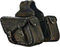 Dream Apparel Naked Cowhide Leather Motorcycle Saddle Bags Studded Throw Over by DreamApparel