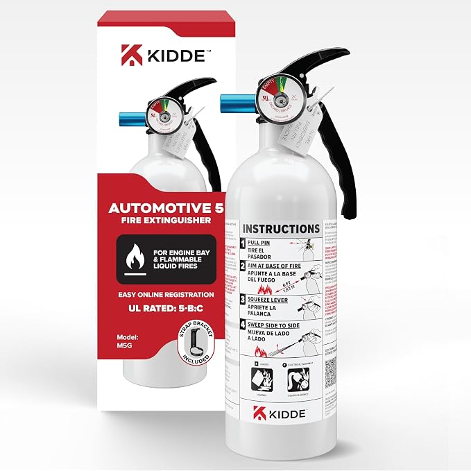 Kidde Fire Extinguisher for Vehicles, Single-Use 5BC by Kidde