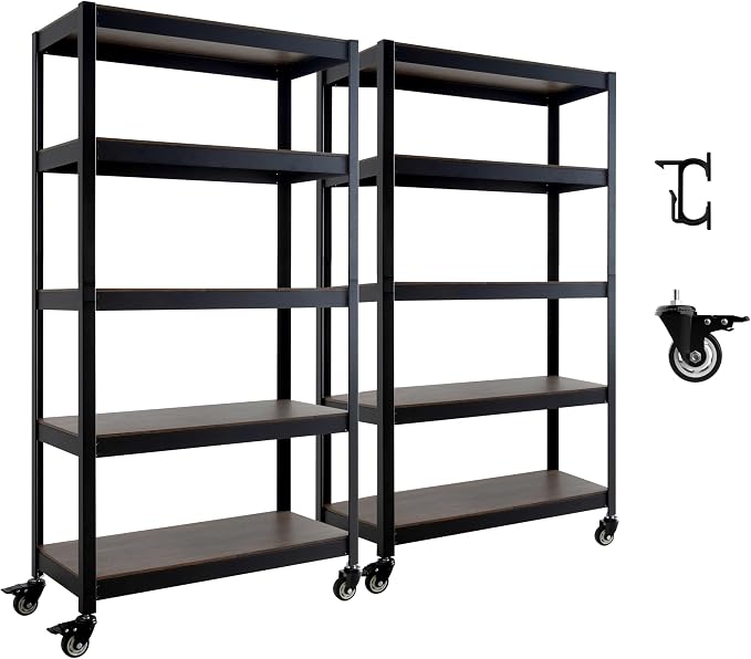 HOMEDANT House 5-Tier Metal Rolling Cart Shelf Rack Casters Heavy Duty by TheBestOrganizingSolution
