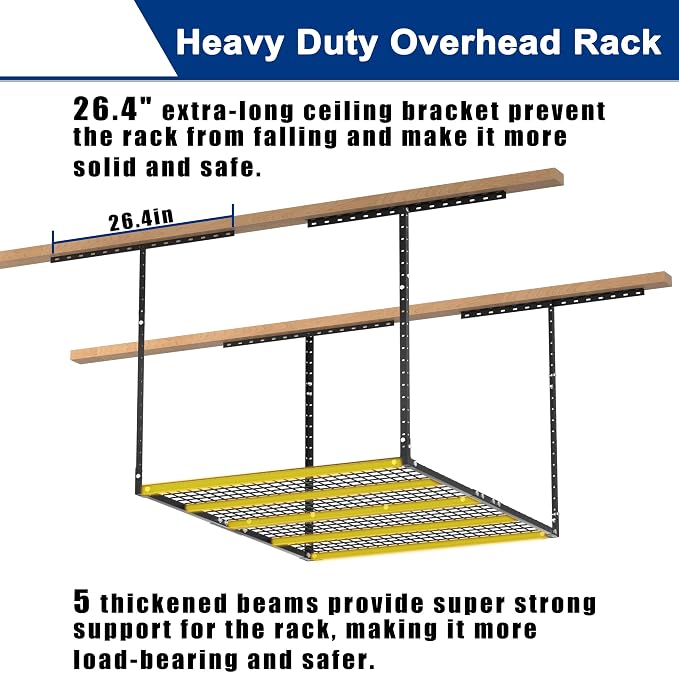 GIOTORENT 3x4FT Heavy Duty Overhead Garage Storage Rack - Image 6