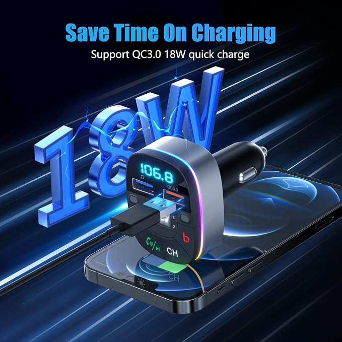 LENCENT Bluetooth Car Adapter, 5.0 Car FM Transmitter - Image 5