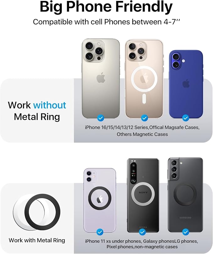 andobil Magnetic Phone Holder for Car Vent Suitable for iPhone 16/15/14 Grey - Image 5