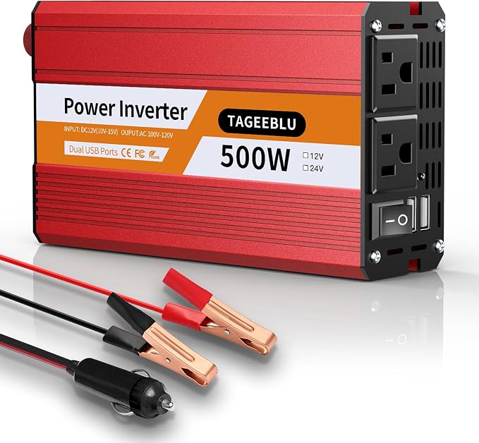500W Power Inverter DC 12V to 110V/120V AC Car Inverter by TAGEEBLU