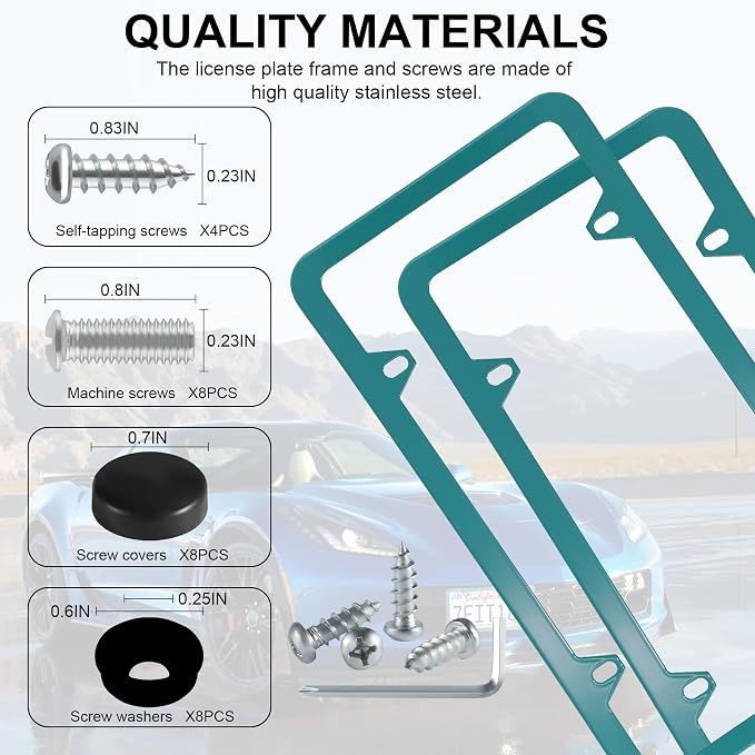 LivTee 4 Holes Stainless Steel License Plate Frames, Automotive Exterior - Image 4