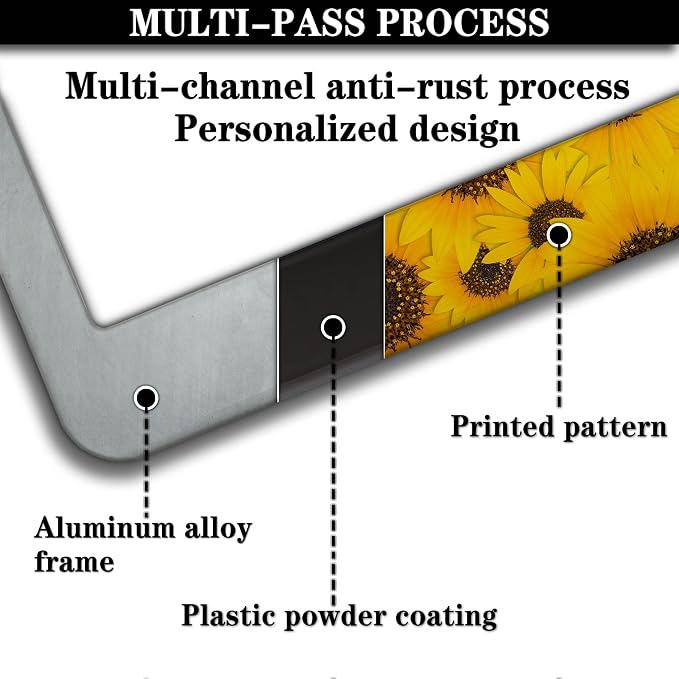 License Plate Protector for Women Yellow License Plate Frames for Men Sunflower - Image 5
