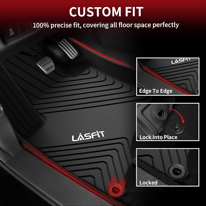 LASFIT Floor Mats for Honda Accord Sedan 2023 2024 2025 2026, All Weather TPE - Image 2