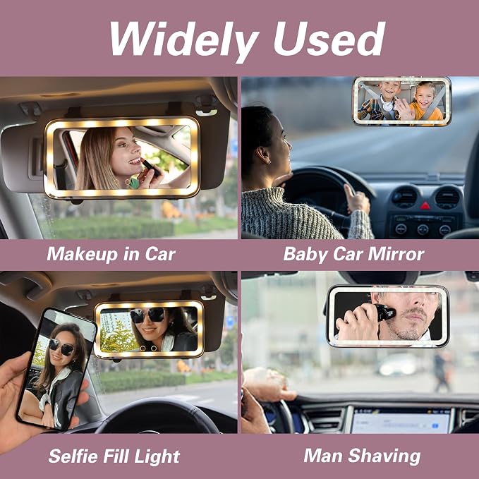 Car Visor Vanity Mirror with Light, LED Sun Visor Mirror, Truck Makeup Mirrors - Image 6