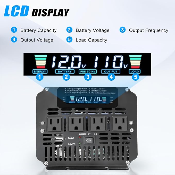 LVYUAN 3000 Watt Power Inverter 12V to 110V 120V - Image 3