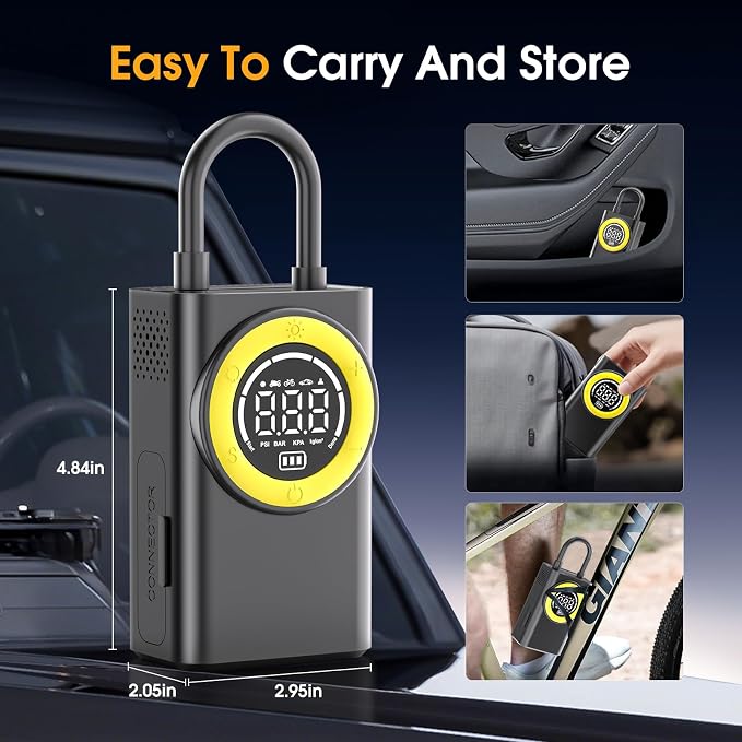 Tire Inflator Portable Air Compressor, 150 PSI Cordless Air Pump - Image 8