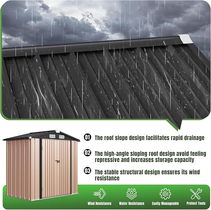 Aoxun 6'x4' Outdoor Storage Shed - Image 5
