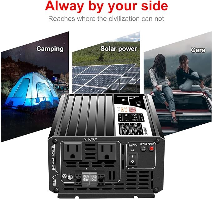 Xijia 1500W Pure Sine Wave Inverter DC 72V to AC 120V 60HZ Solar Converter - Image 5
