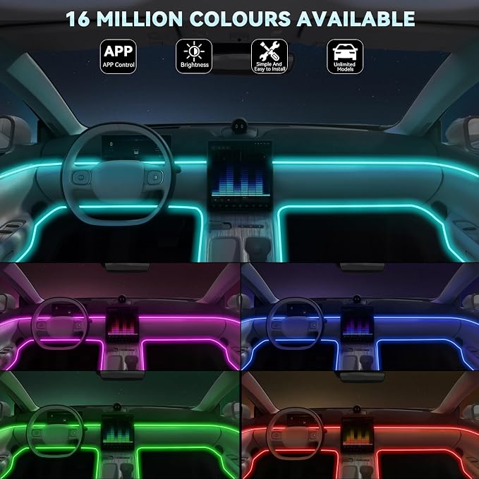 AUTOXBERT Car LED Interior Strip Lights, 16 Million Colors Lights - Image 2
