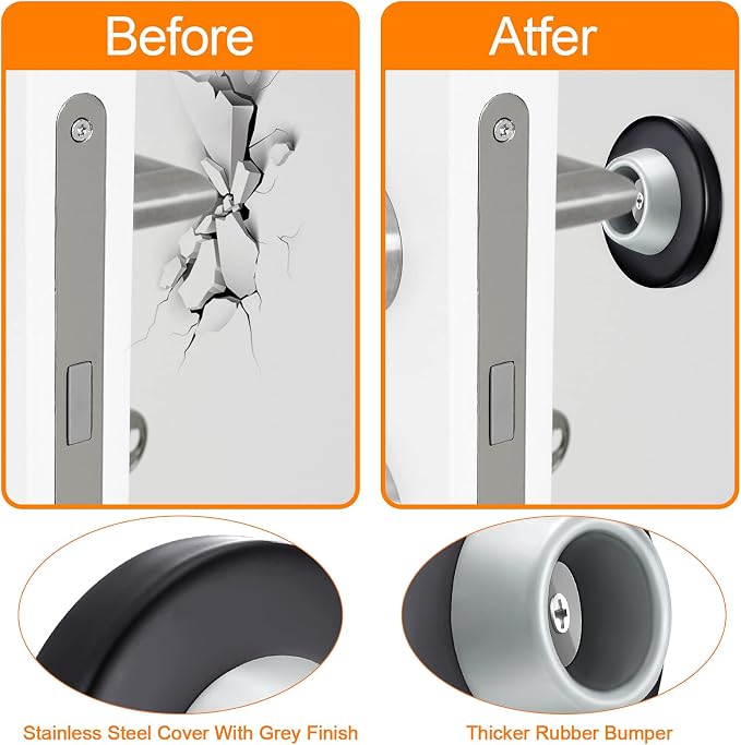 Blulu Concave Wall Door Stopper Door Bumper Stainless Steel Wall Protector - Image 3