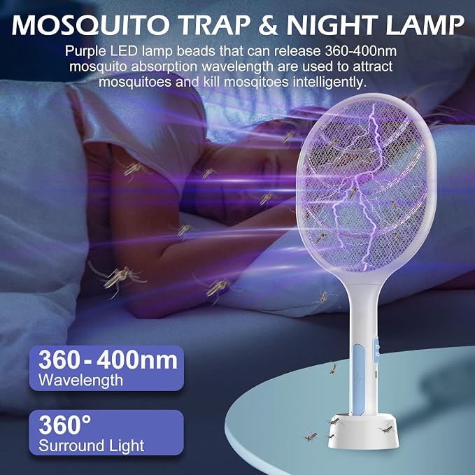 Bug Zapper 2 Pack, VANELC Electric Fly Swatter Racket Fly Zapper, 3000 Volt USB - Image 3