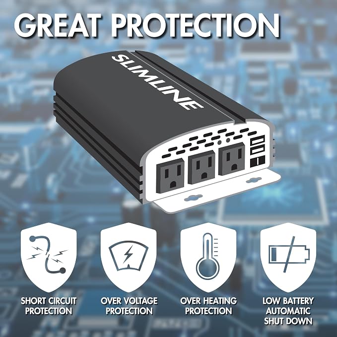 Wagan EL3720 1000W Slimline Plus AC to DC Power Inverter 1000 Watt TrueRated - Image 5