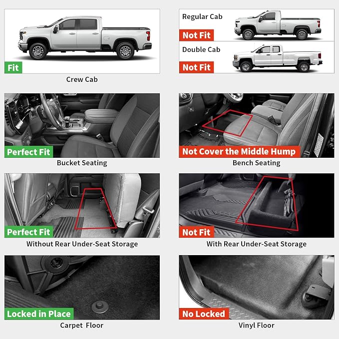 LASFIT Floor Mats 2019-2025 for Chevrolet Silverado/GMC Sierra 1500, 2020-2025 - Image 2