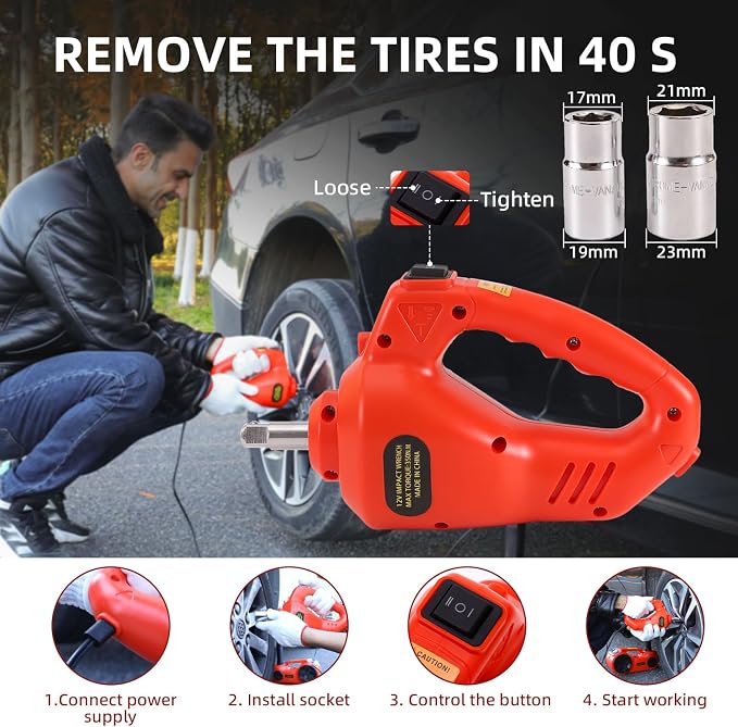 EFFIROSO Electric Car Jack for Carbon Steel Easy, 12V Hydraulic Floor Jack Kit - Image 5