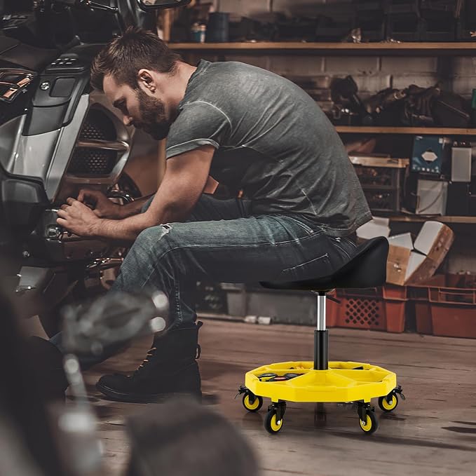 Goplus Rolling Garage Stool, 20”-25” Height Adjustable Mechanic Stool - Image 2