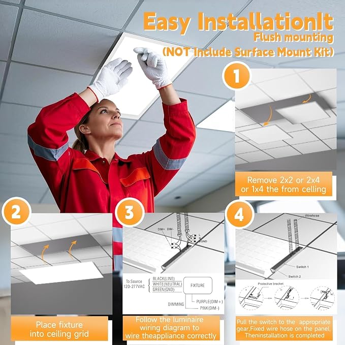 2X4 Led Flat Panel Light, 0-10V Dimmable, 3000K/4000K/5000K, 30W/40W/50W - Image 6