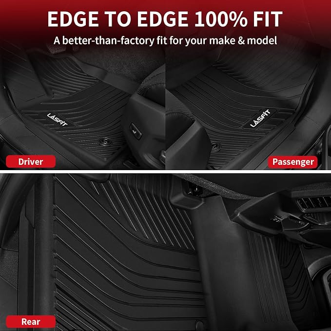 LASFIT Floor Mats for Toyota Tundra 2022-2024 2025 CrewMax Cab, All Weather - Image 8