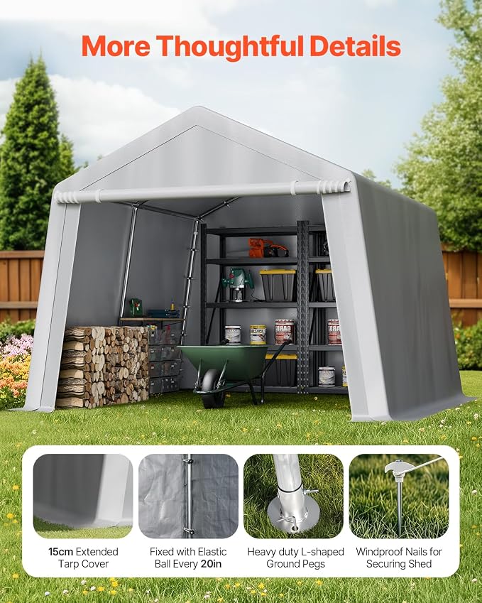 VEVOR Outdoor Storage Shed, 10 x 10 ft Portable Storage Tent - Image 6