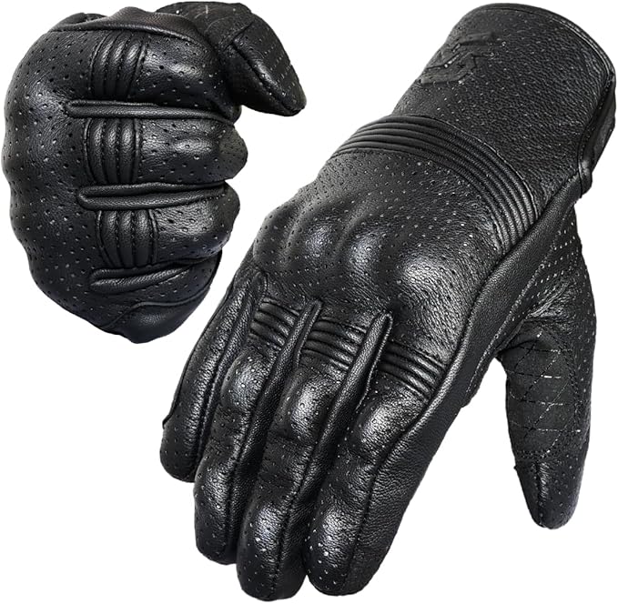 Leather Motorcycle Gloves for Men and Women | Touchscreen | Full Finger | by SATHIND