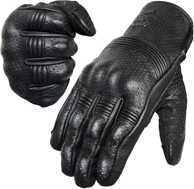 Leather Motorcycle Gloves for Men and Women | Touchscreen | Full Finger | by SATHIND