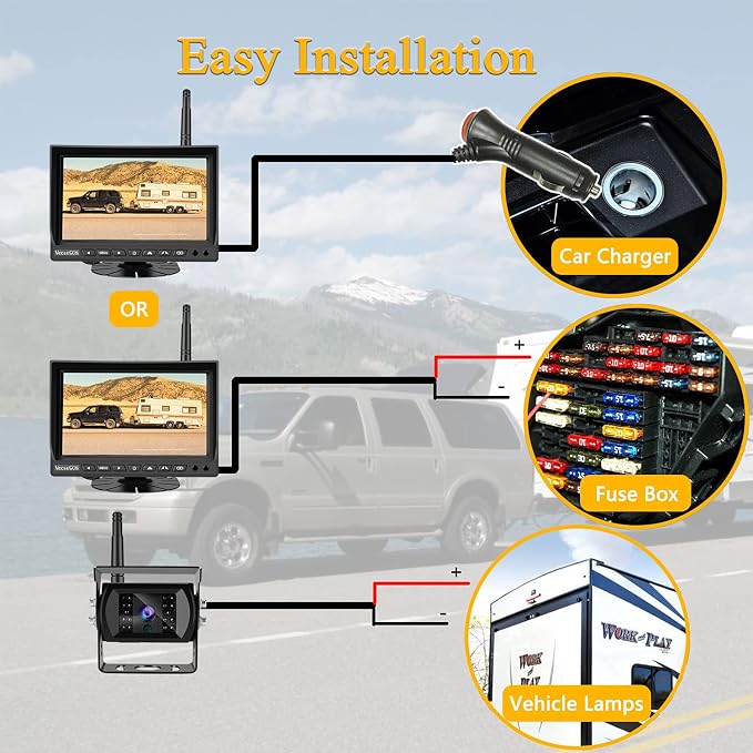 Wireless Backup Camera for Trucks VMW7 high Definition 1080P 7” IPS Monitor - Image 4