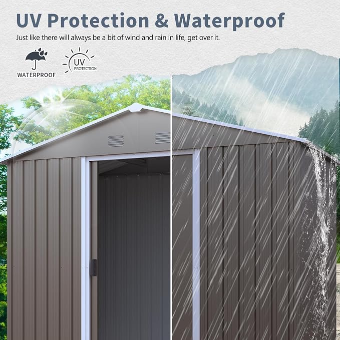 4x8 FT Outdoor Storage Shed, Metal Garden Shed - Image 3