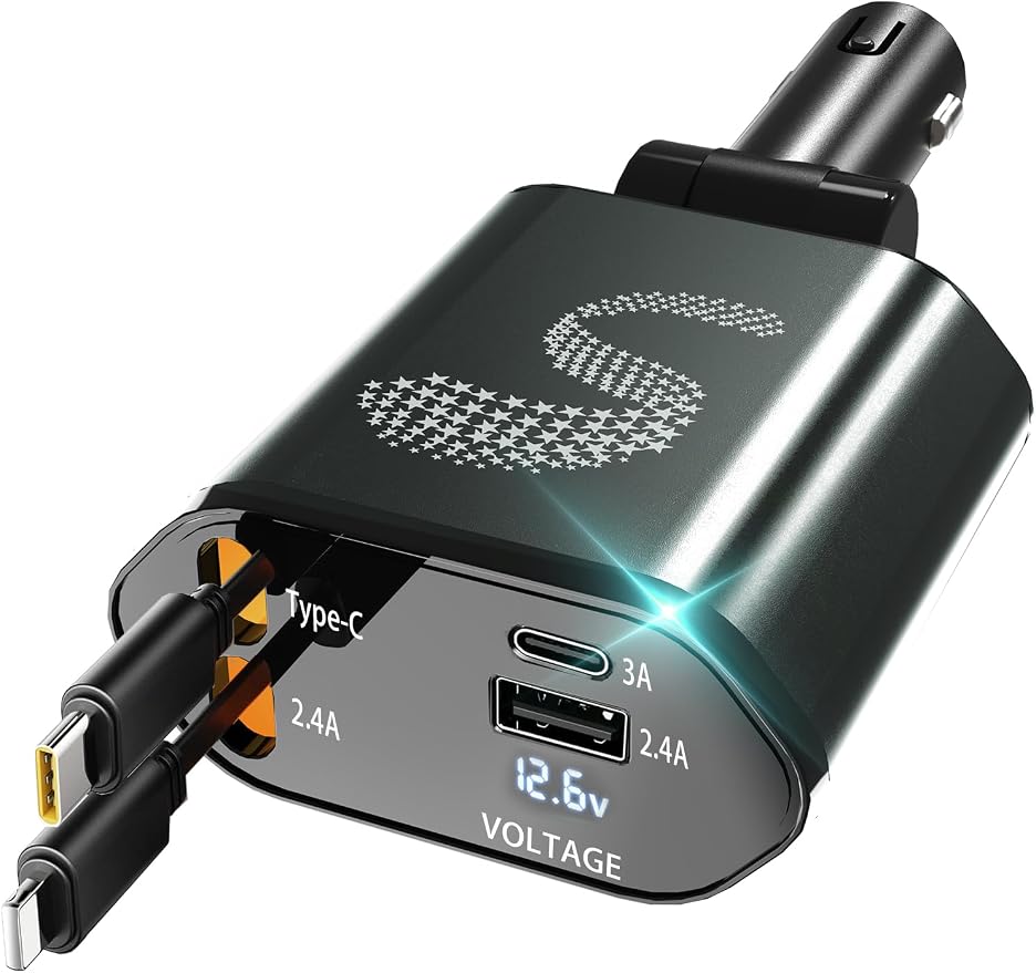 Retractable Car Charger USB C Fast Charging 120W, Car Accessories Cigarette - Image 8