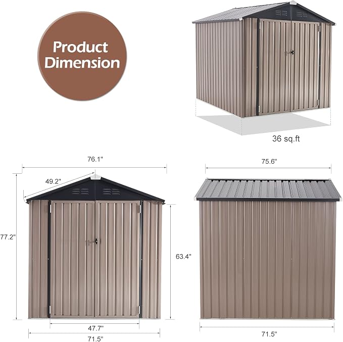 U-MAX 6x6 Storage Sheds & Outdoor Storage, Small Outdoor Storage Garden Outside - Image 5