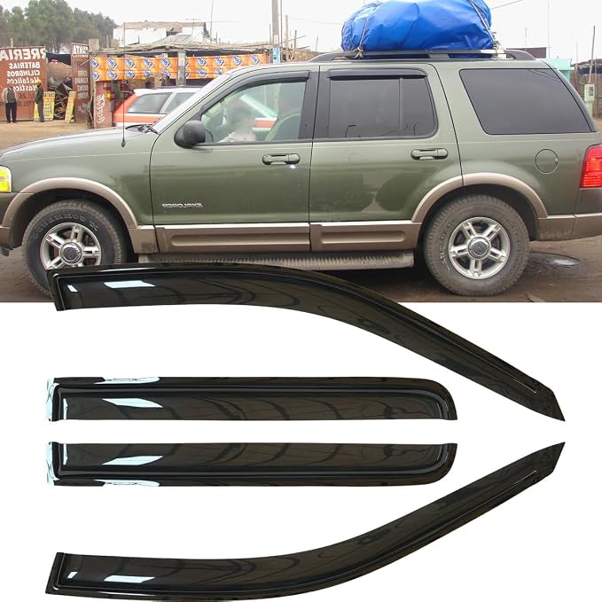 4pcs Original Shatterproof Side Window Wind Deflector Tape on Sun Rain Guards by Deebior