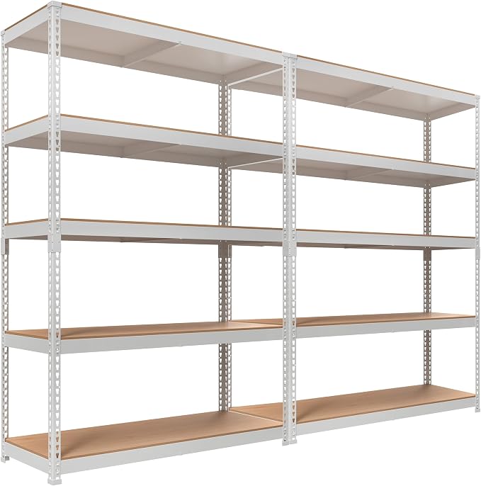 HOMEDANT White 5 Tier Laminated Boltless Heavy Duty Garage Storage Adjustable by TheBestOrganizingSolution