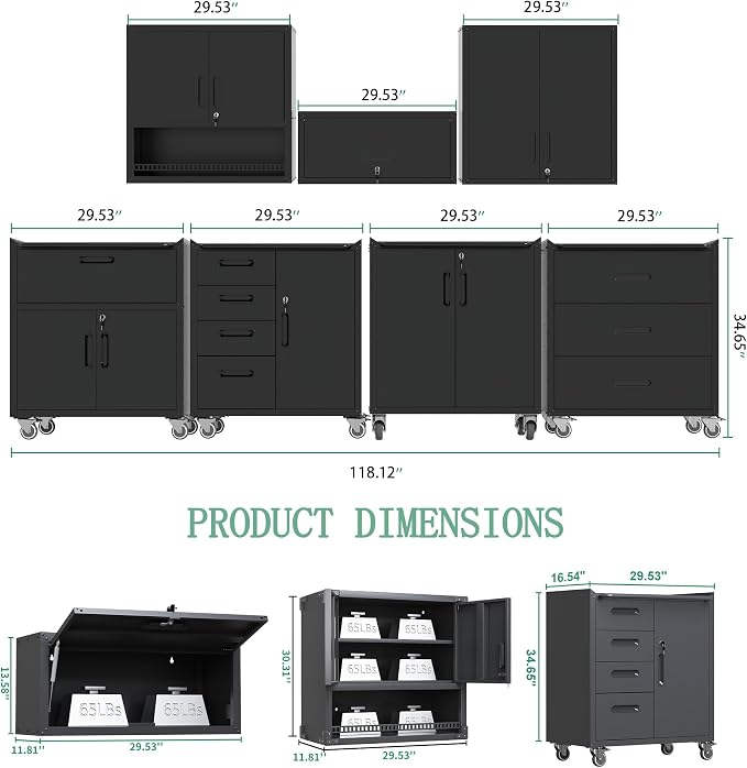 Metal Tool Cabinet, Garage Storage Cabinet System, Wall Cabinet & Locking - Image 2